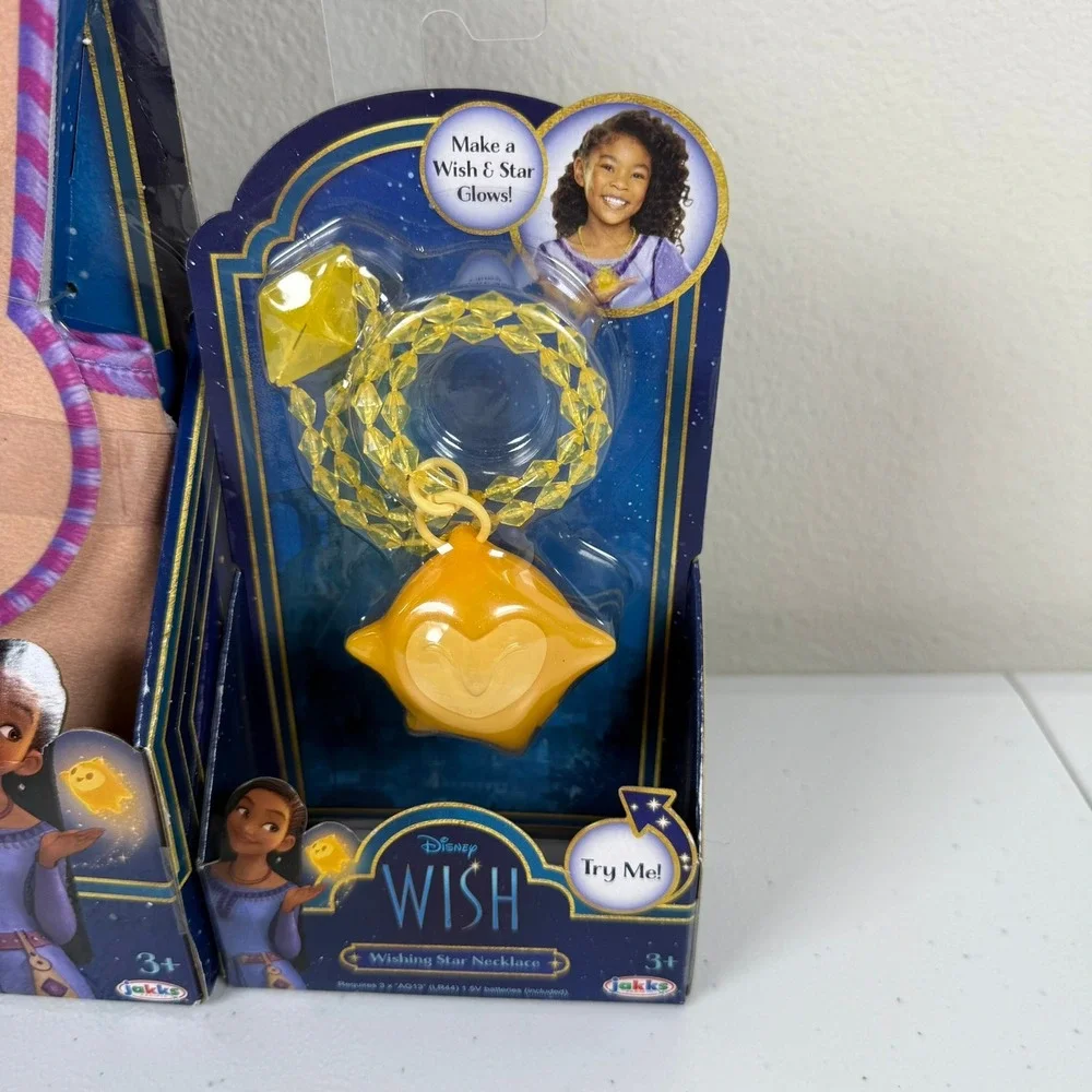 Disney Girls Wish Star Satchel Necklace Yellow Light Up Roleplay Toy Set NIB